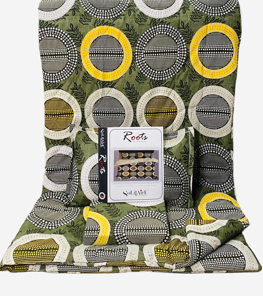 Roots Heavy Glazed Cotton Comforter Set - 4 Piece Bed In A Bag (90x100 Inches) - Reversible