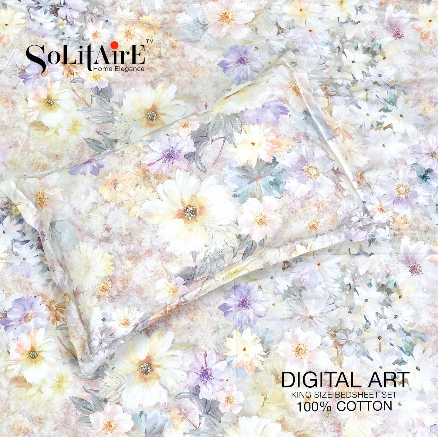 Digital Art 100% Cotton King Size Bedsheet Set