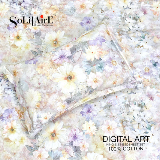 Digital Art 100% Cotton King Size Bedsheet Set