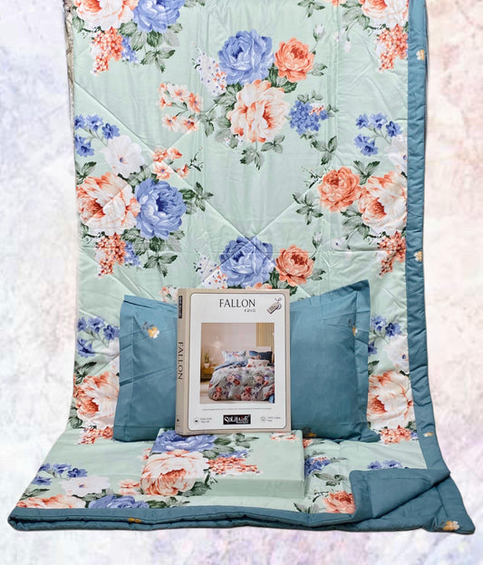 FALLON 4-Piece Comforter Set with Bedsheet with Pillow Covers & Reversible AC Comforter