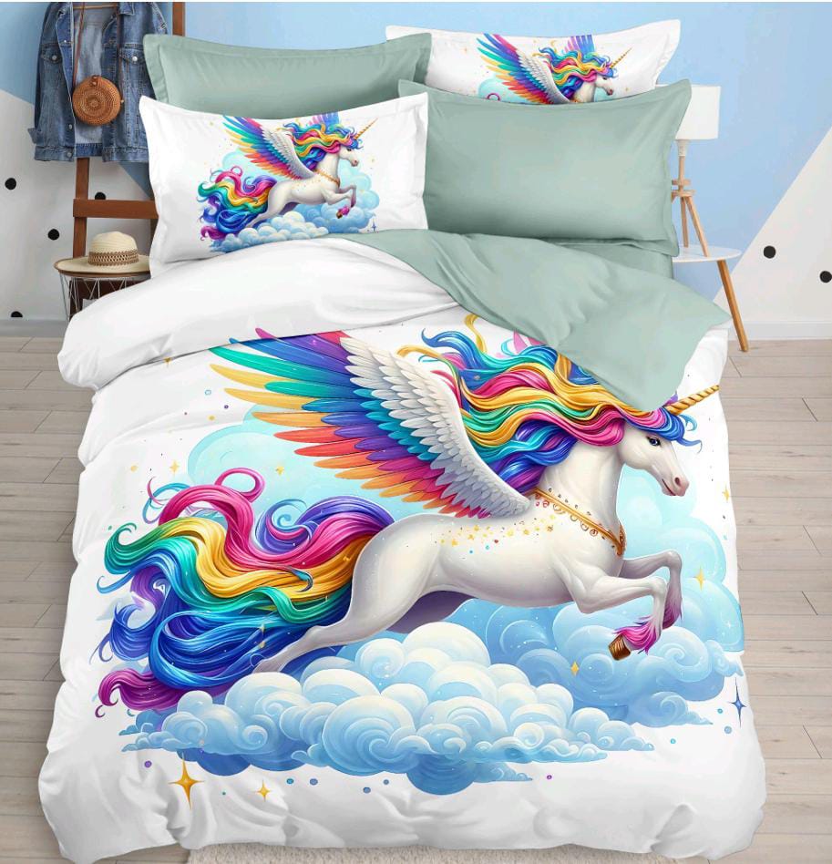 Kids Den Jointless King Size Panel Print Bedsheet Set