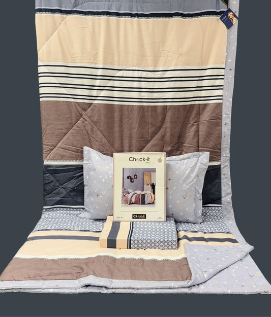 Check It King Size Comforter Set – 4 Piece Reversible Bedding