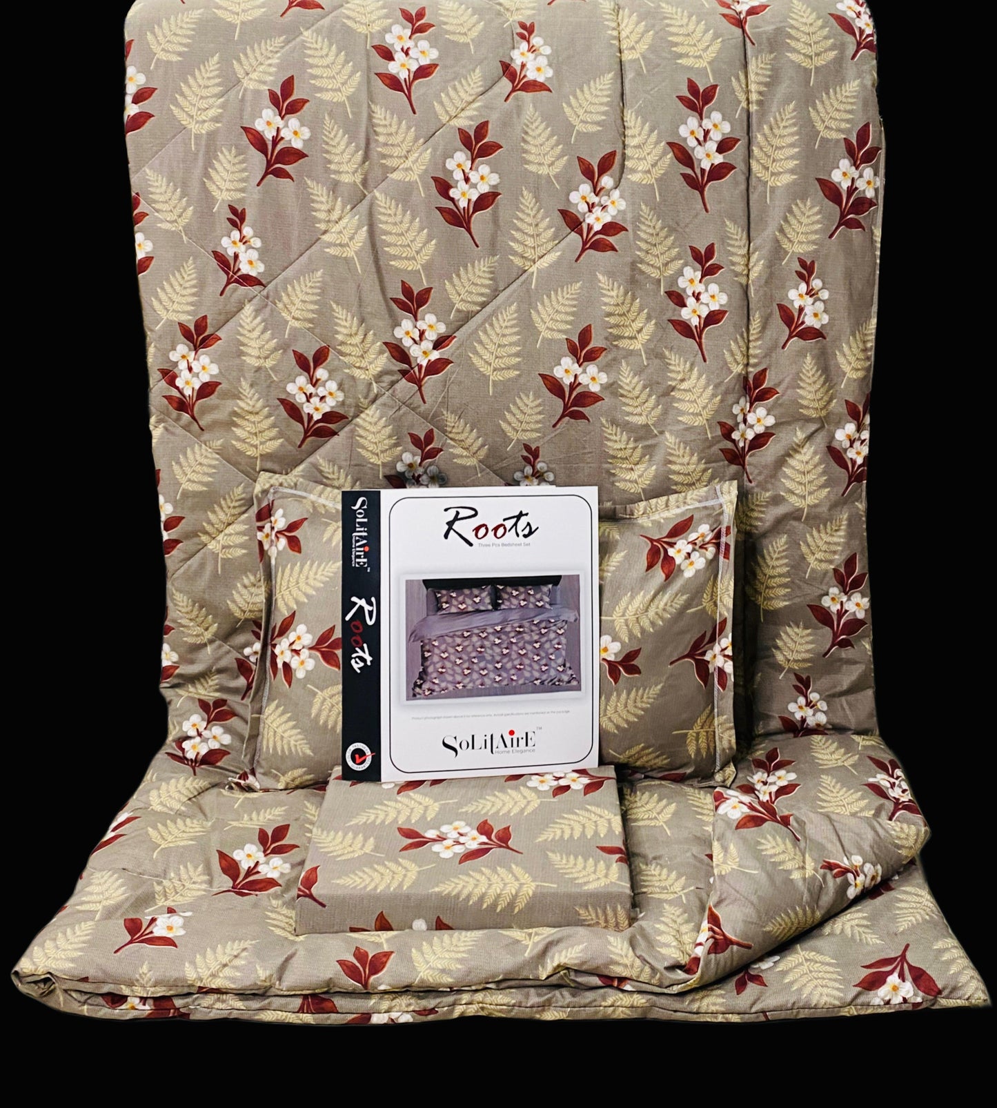 Roots Heavy Glazed Cotton Comforter Set - 4 Piece Bed In A Bag (90x100 Inches) - Reversible