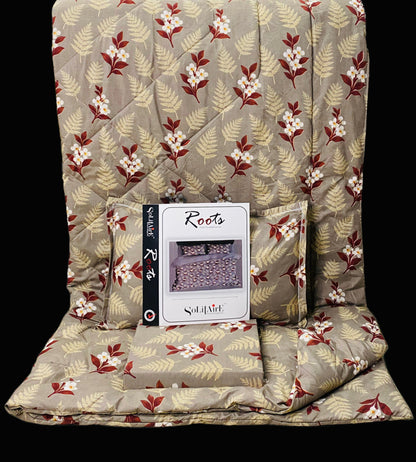 Roots Heavy Glazed Cotton Comforter Set - 4 Piece Bed In A Bag (90x100 Inches) - Reversible