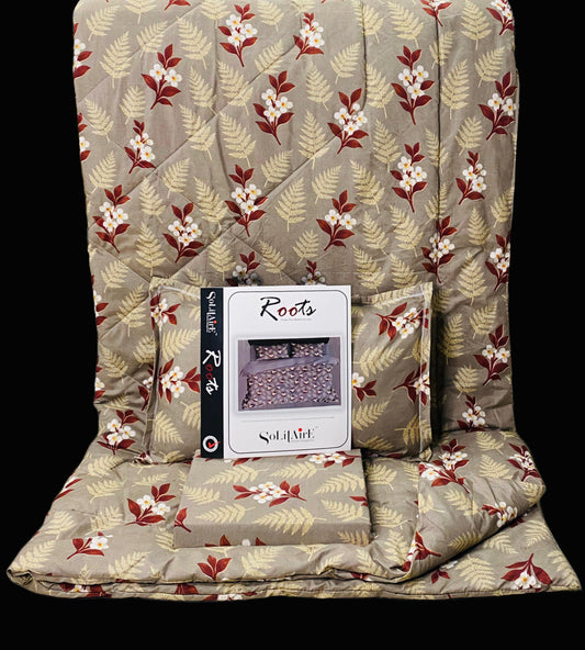 Roots Heavy Glazed Cotton Comforter Set - 4 Piece Bed In A Bag (90x100 Inches) - Reversible