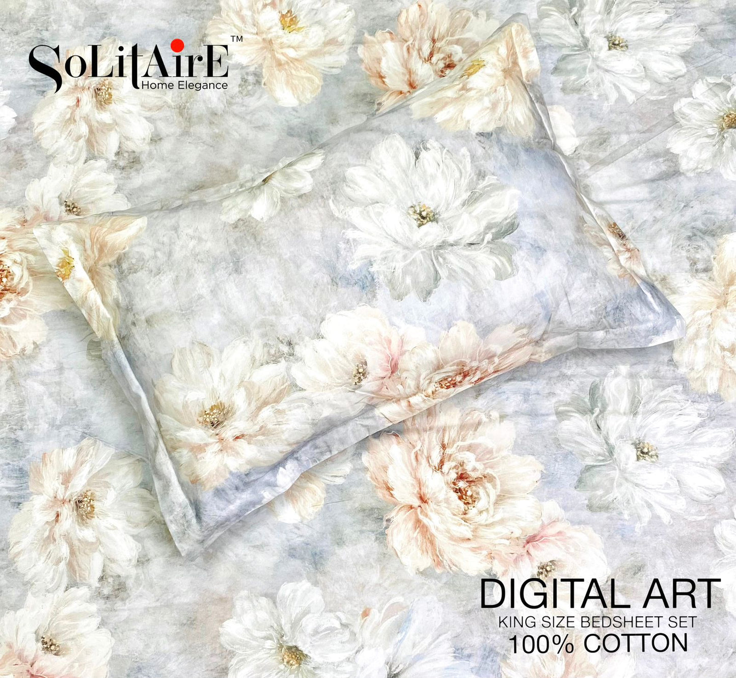 Digital Art 100% Cotton King Size Bedsheet Set