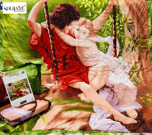 Digiplus Digitally Printed King Size Bedsheet With Reversible AC Comforter