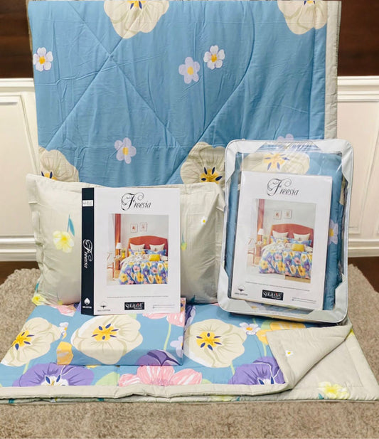 Freesia 100% Cotton 4-Piece A/C Comforter Set – Double/Queen Beds Size