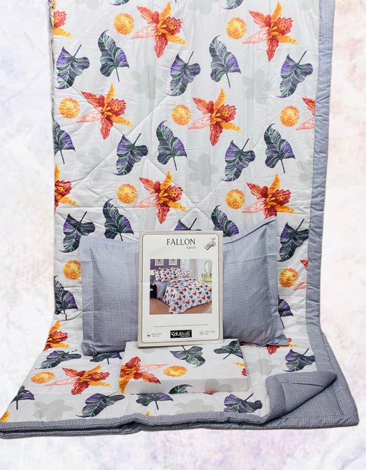 FALLON 4-Piece Comforter Set with Bedsheet with Pillow Covers & Reversible AC Comforter