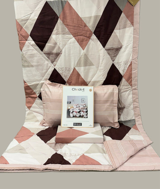Check It King Size Comforter Set – 4 Piece Reversible Bedding