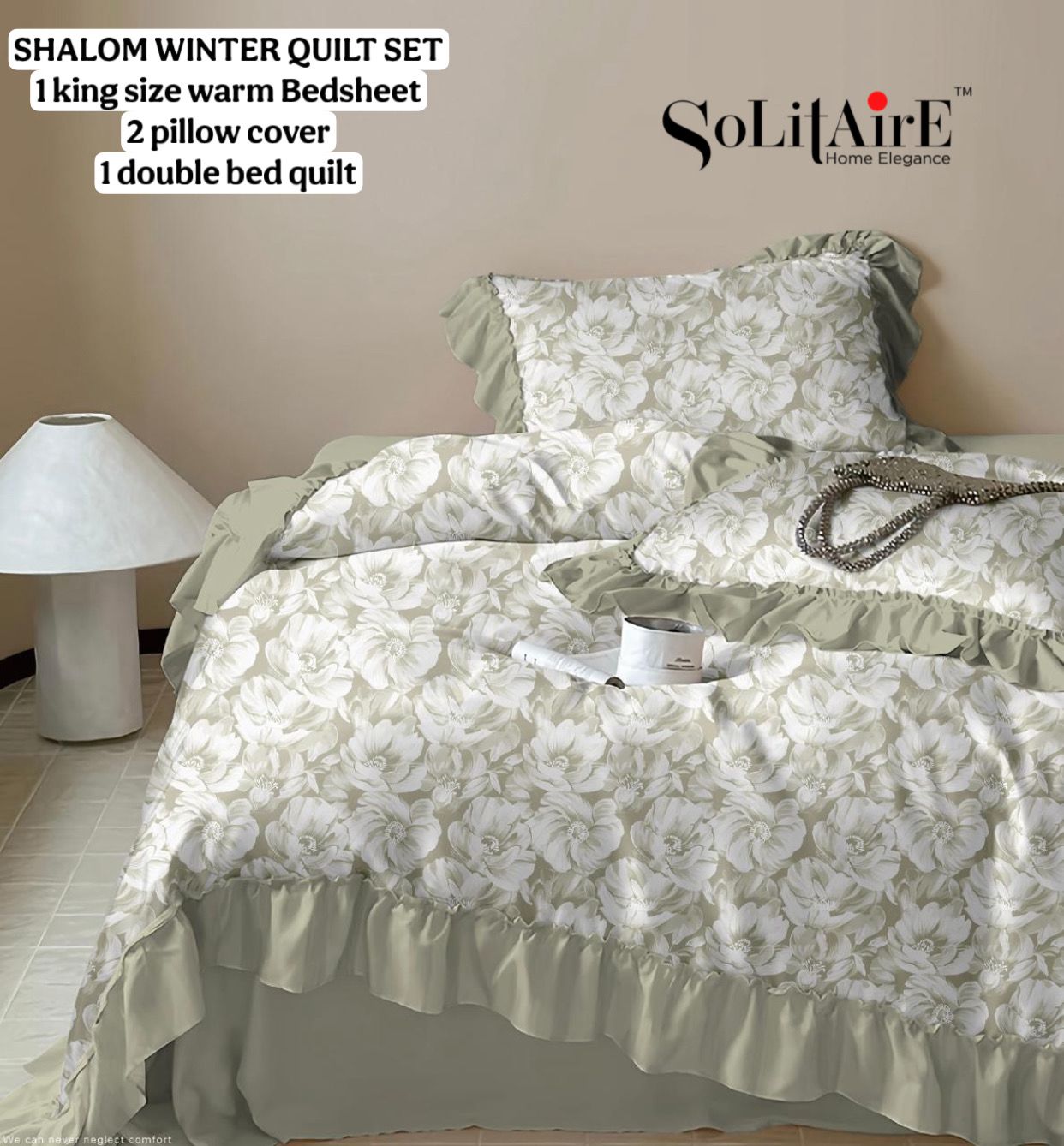 Shalom Warm King Size Bed In A Bag – Ultra Soft Cashmere Winter Quilt Set