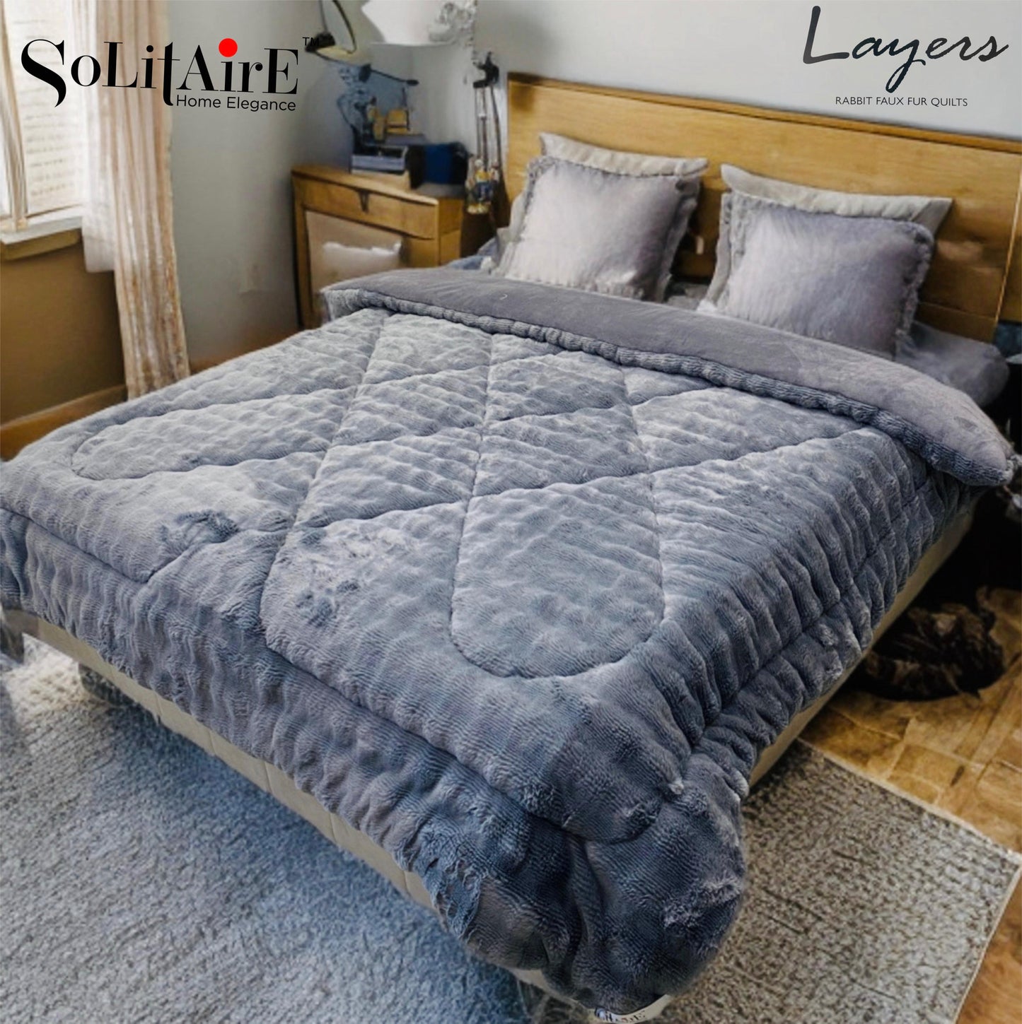 Rabbit-Fur Ultra-Warm Winter Quilt Solid Colour – Skin-Friendly, Eco-Safe Machine-Washable