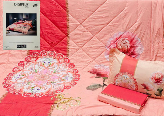 Digiplus Digitally Printed King Size Bedsheet With Reversible AC Comforter