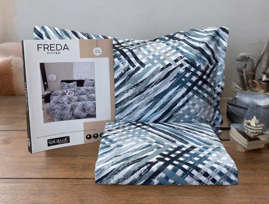 Freda Fitted Glazed Cotton King Bedsheet with 2 Pillow Covers