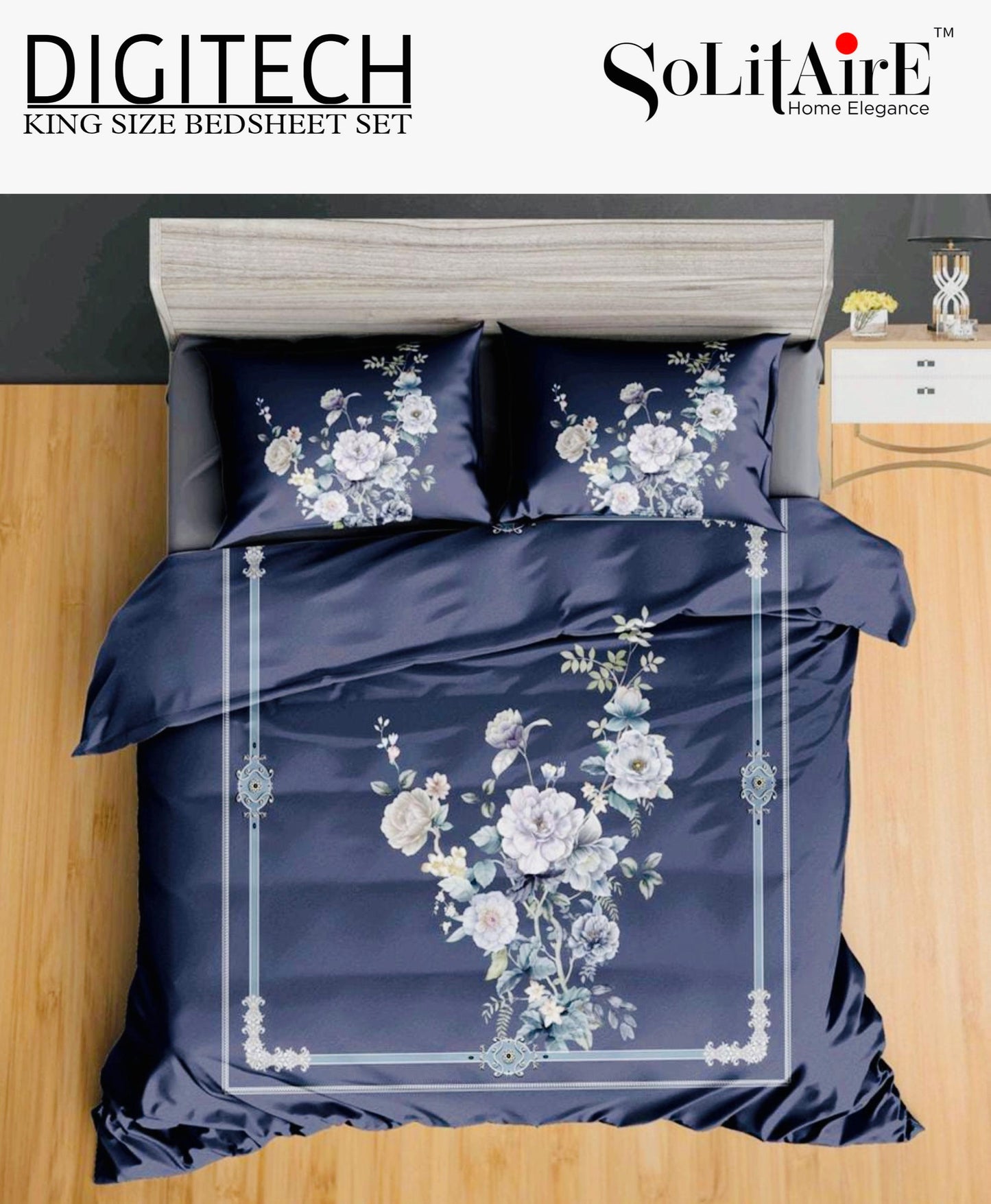 Panel Print Digitech King Size Jointless Bedsheet