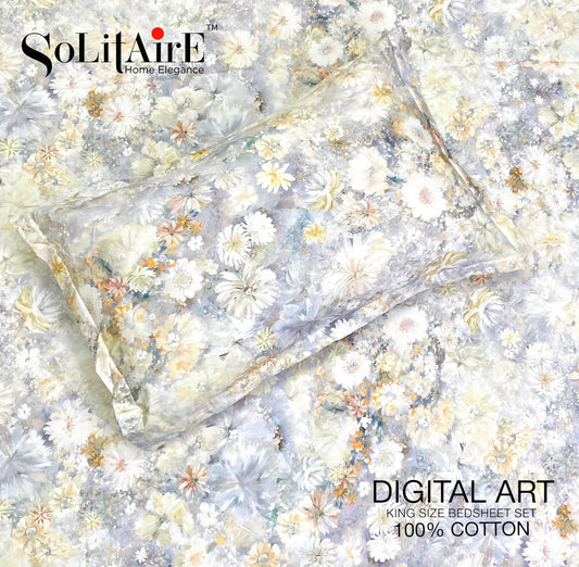 Digital Art 100% Cotton King Size Bedsheet Set