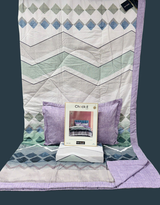 Check It King Size Comforter Set – 4 Piece Reversible Bedding