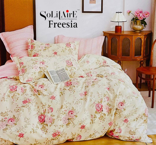 🌸 FREESIA 100% Cotton Queen Size Bedsheet Set