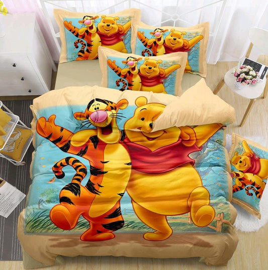 Kids Den Jointless King Size Panel Print Bedsheet Set