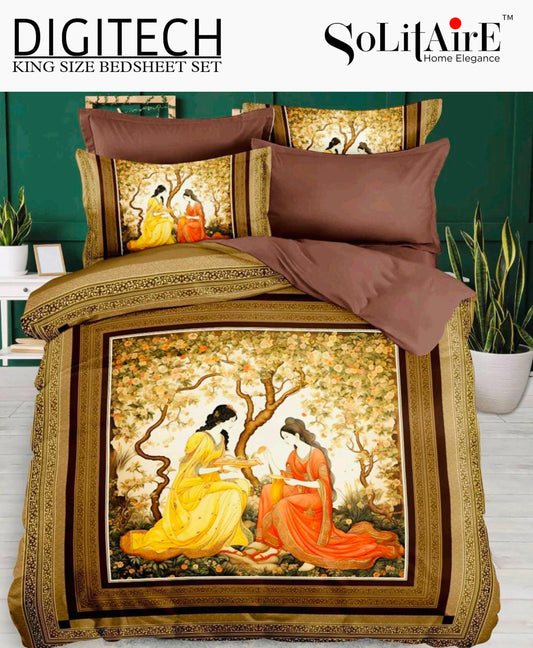 Panel Print Digitech King Size Jointless Bedsheet