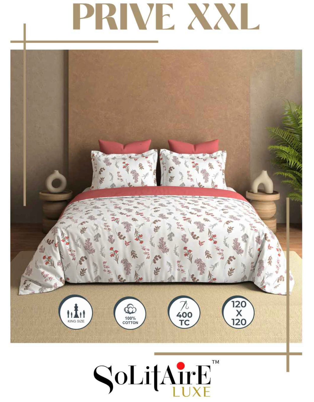 Prive XXL Super King Size Bedsheet Set Soft And Skin Friendly