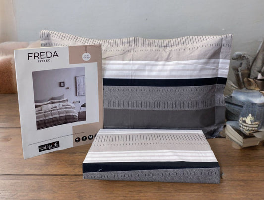 Freda Fitted Glazed Cotton King Bedsheet with 2 Pillow Covers