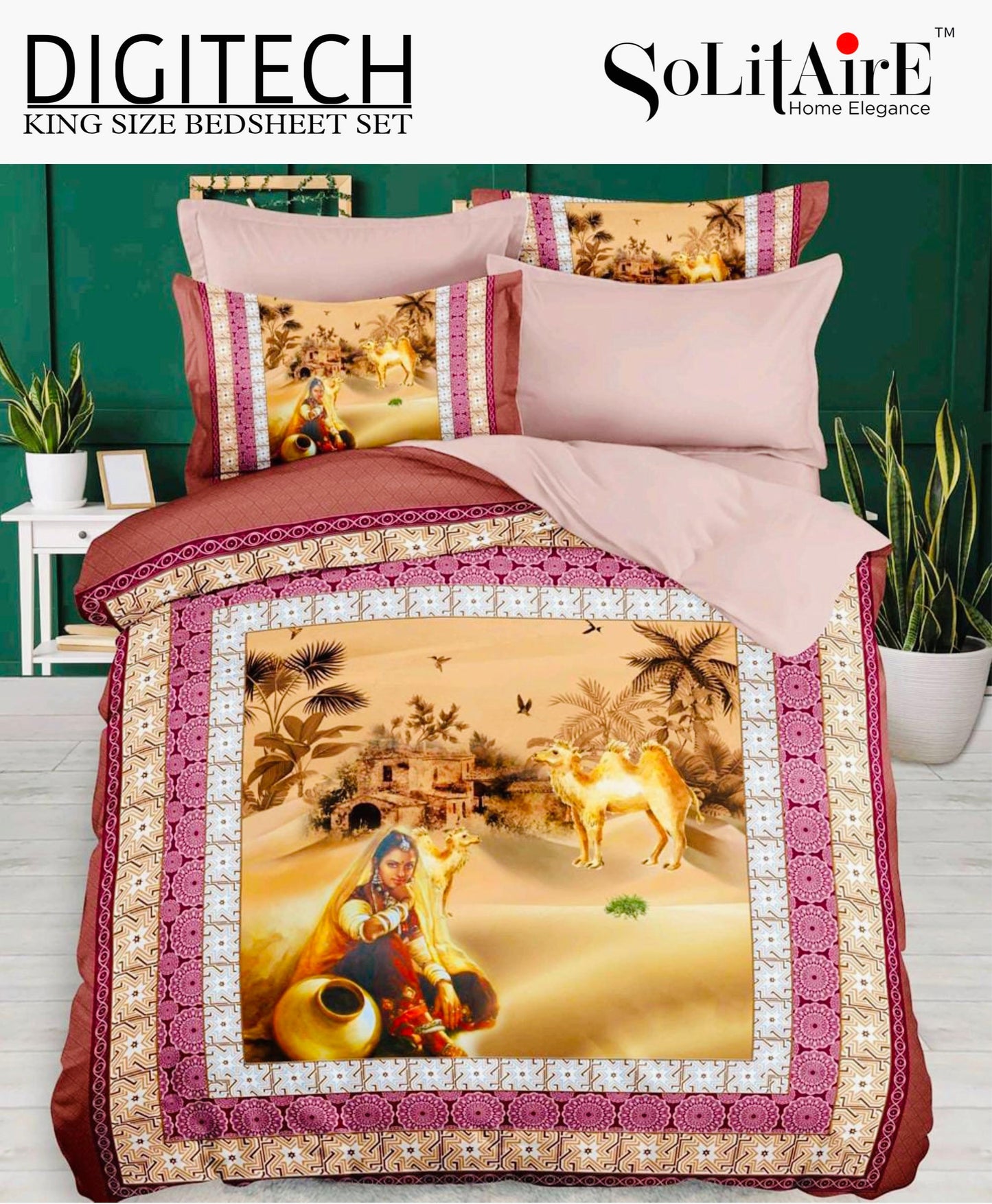 Panel Print Digitech King Size Jointless Bedsheet