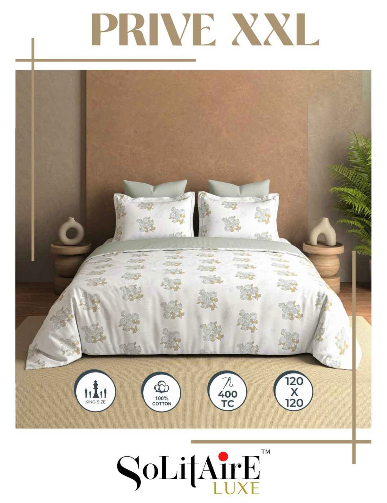 Prive XXL Super King Size Bedsheet Set Soft And Skin Friendly