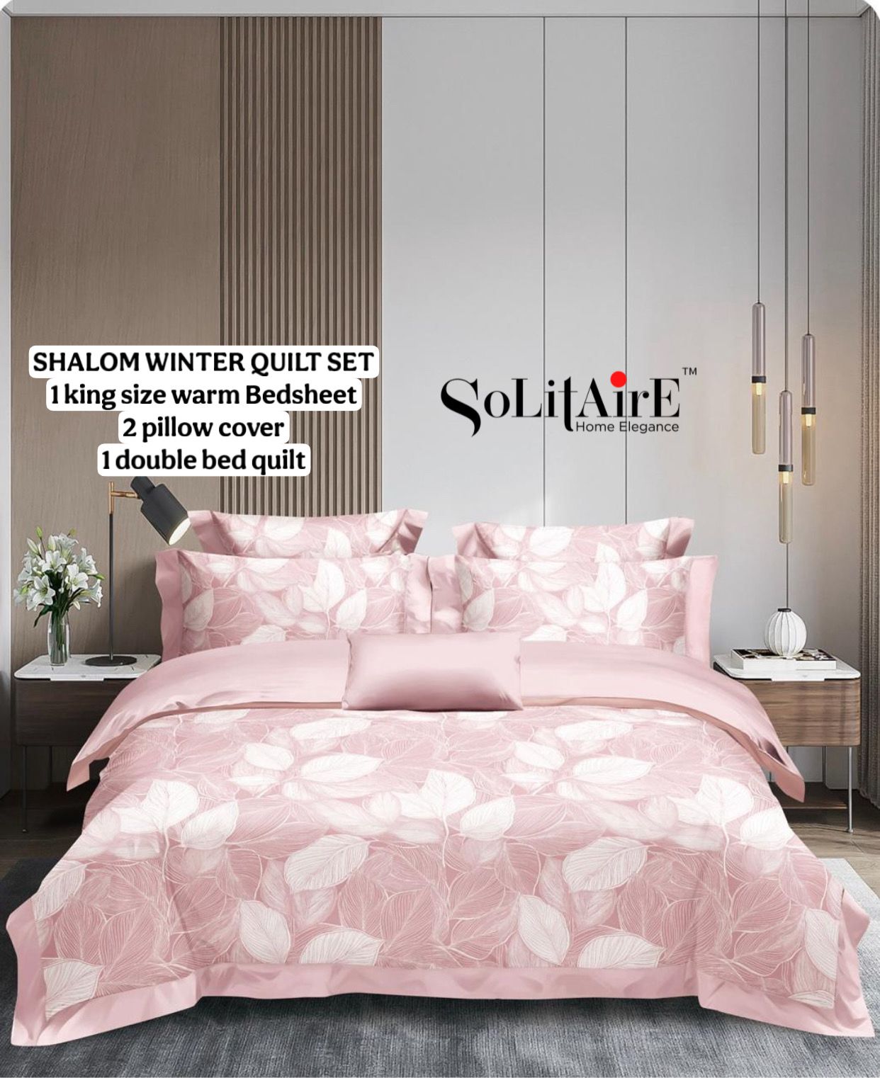 Shalom Warm King Size Bed In A Bag – Ultra Soft Cashmere Winter Quilt Set