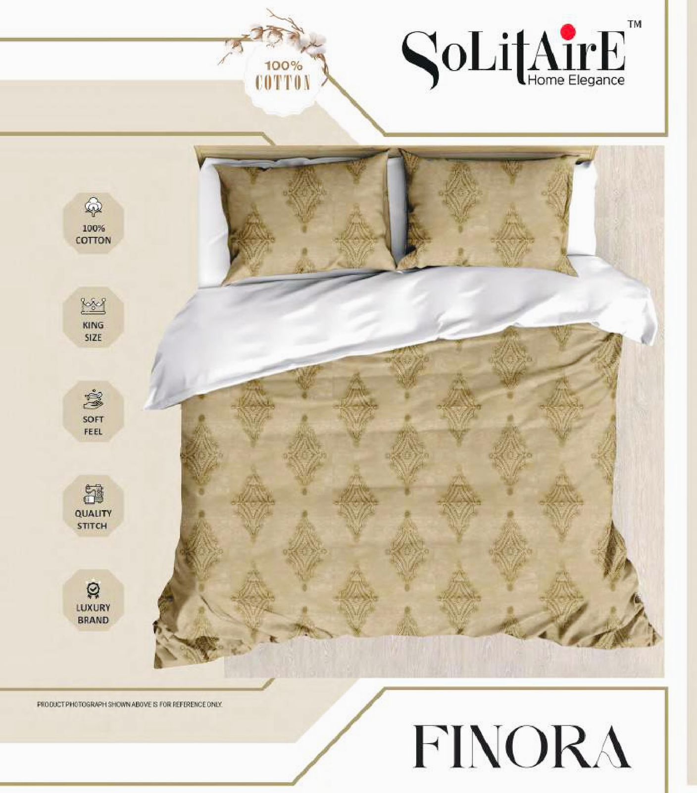 Finora Jointless King Size Bedsheet Set 100% Cotton