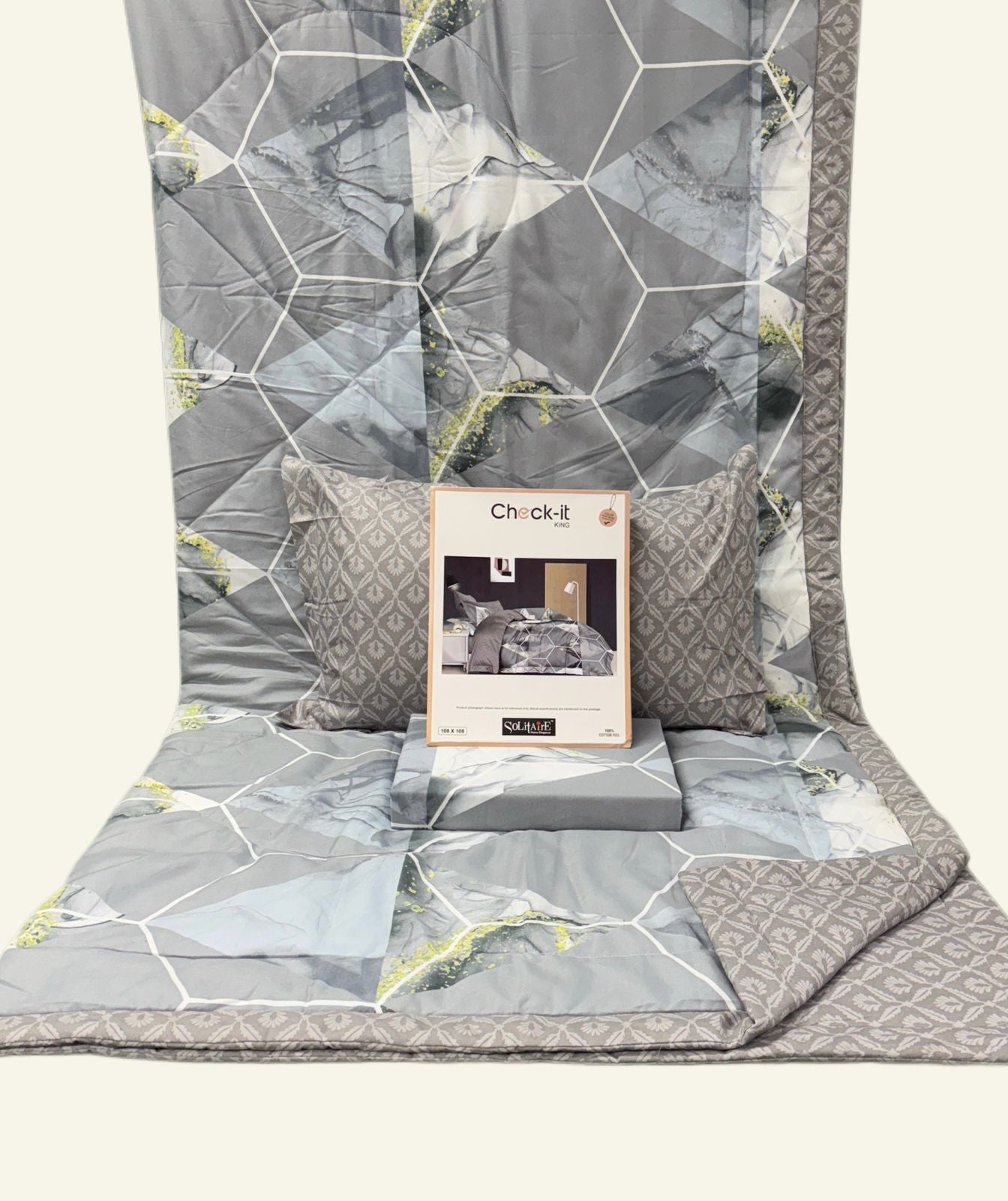 Check It King Size Comforter Set – 4 Piece Reversible Bedding