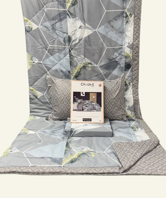 Check It King Size Comforter Set – 4 Piece Reversible Bedding