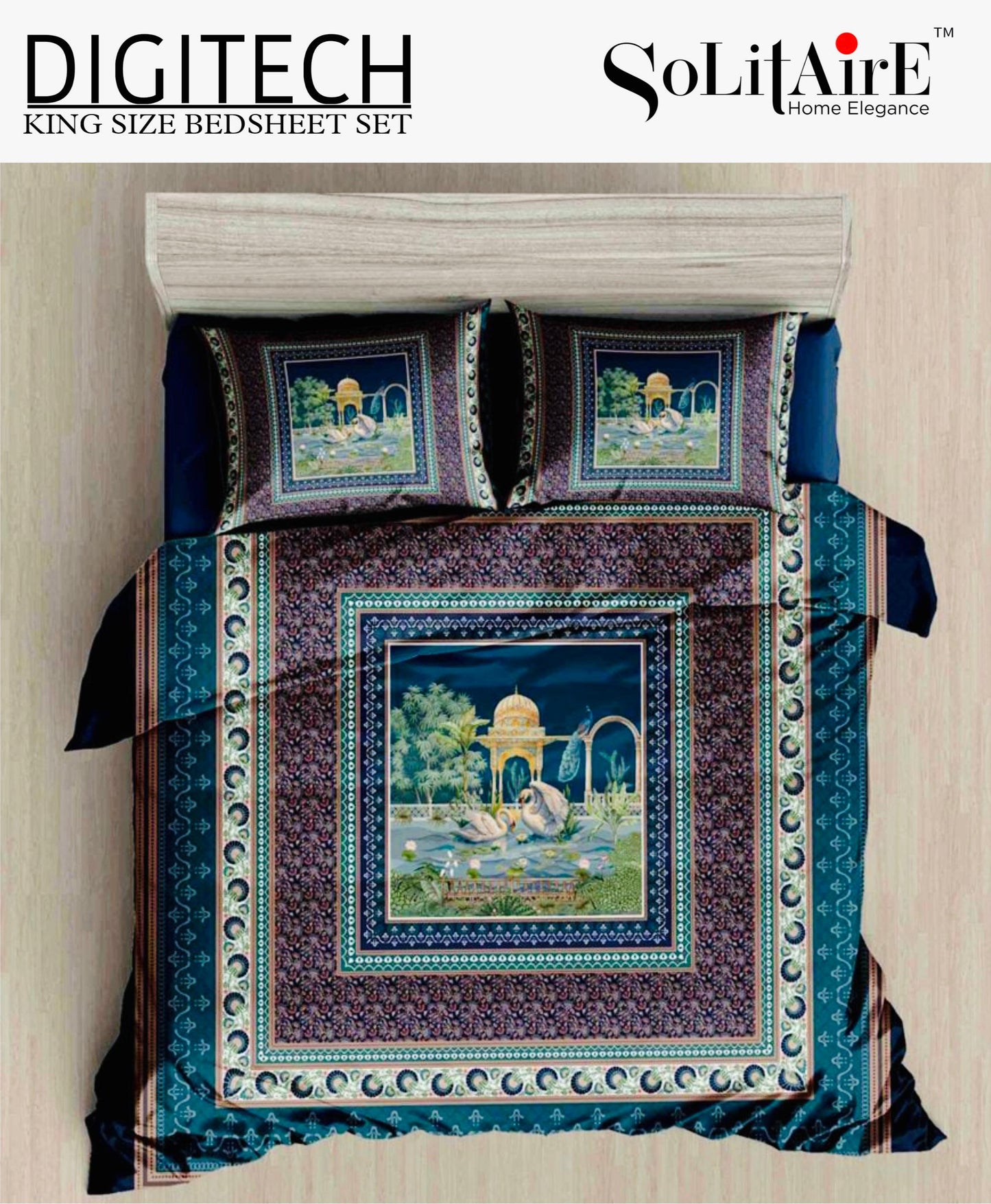 Panel Print Digitech King Size Jointless Bedsheet
