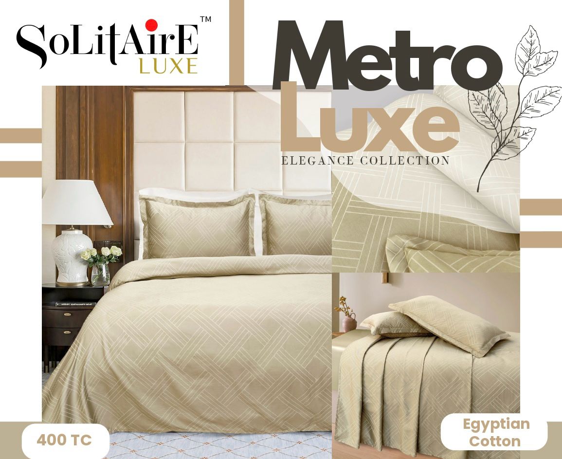 Metro Luxe Jacquard King-Size 400 TC Egyptian Cotton Bedsheet Set