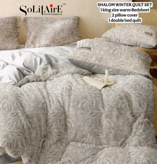 Shalom Warm King Size Bed In A Bag – Ultra Soft Cashmere Winter Quilt Set