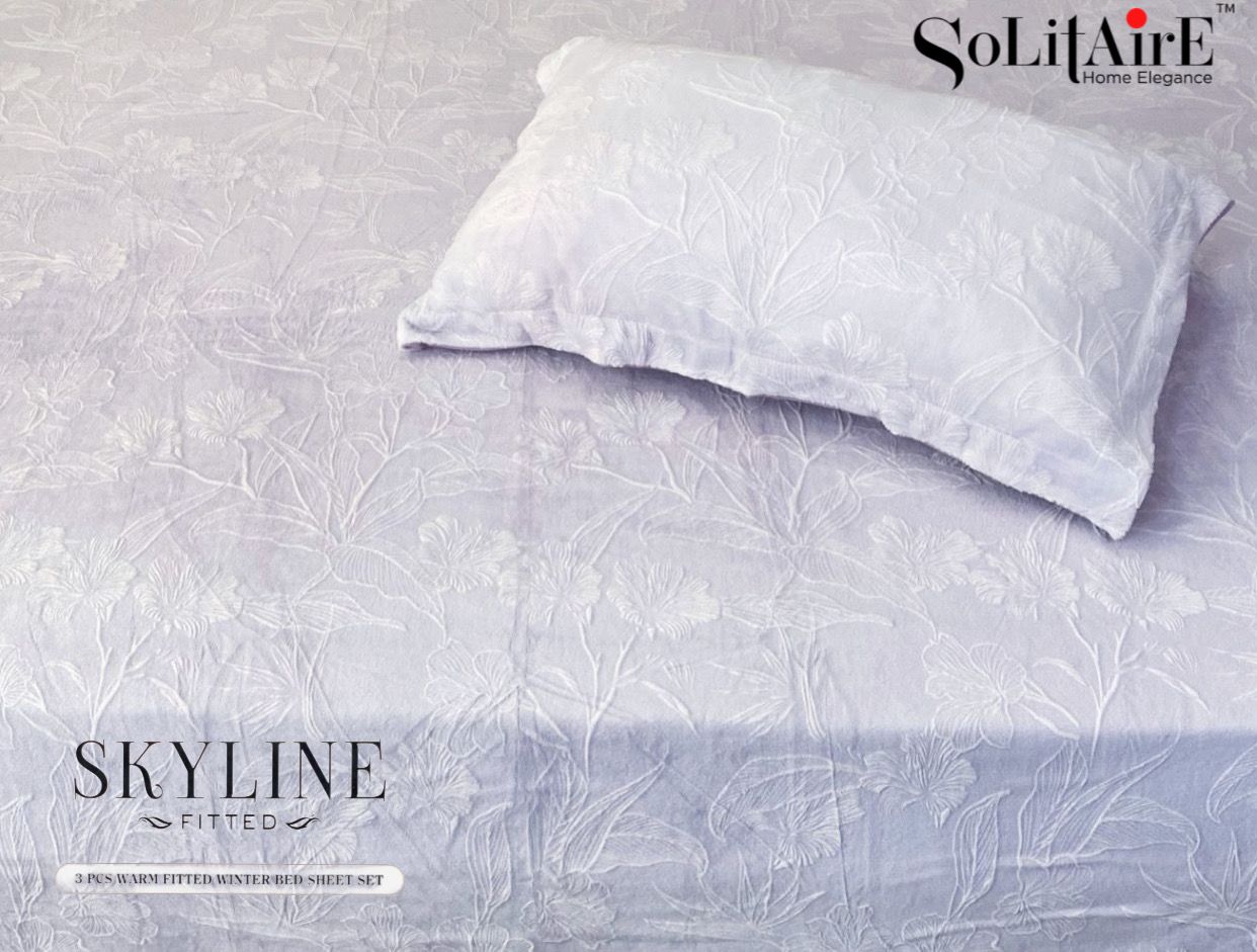 Skyline Fitted King-Size Bed Set Italian Cashmere Feel – Super-Soft, Warm & Skin-Friendly