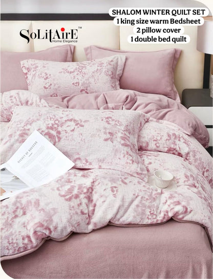 Shalom Warm King Size Bed In A Bag – Ultra Soft Cashmere Winter Quilt Set