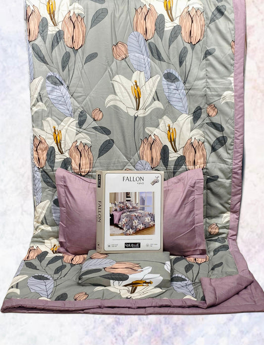FALLON 4-Piece Comforter Set with Bedsheet with Pillow Covers & Reversible AC Comforter