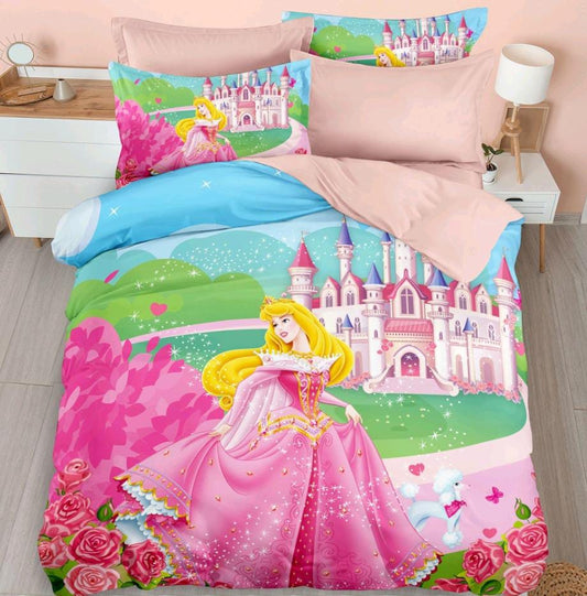 Kids Den Jointless King Size Panel Print Bedsheet Set