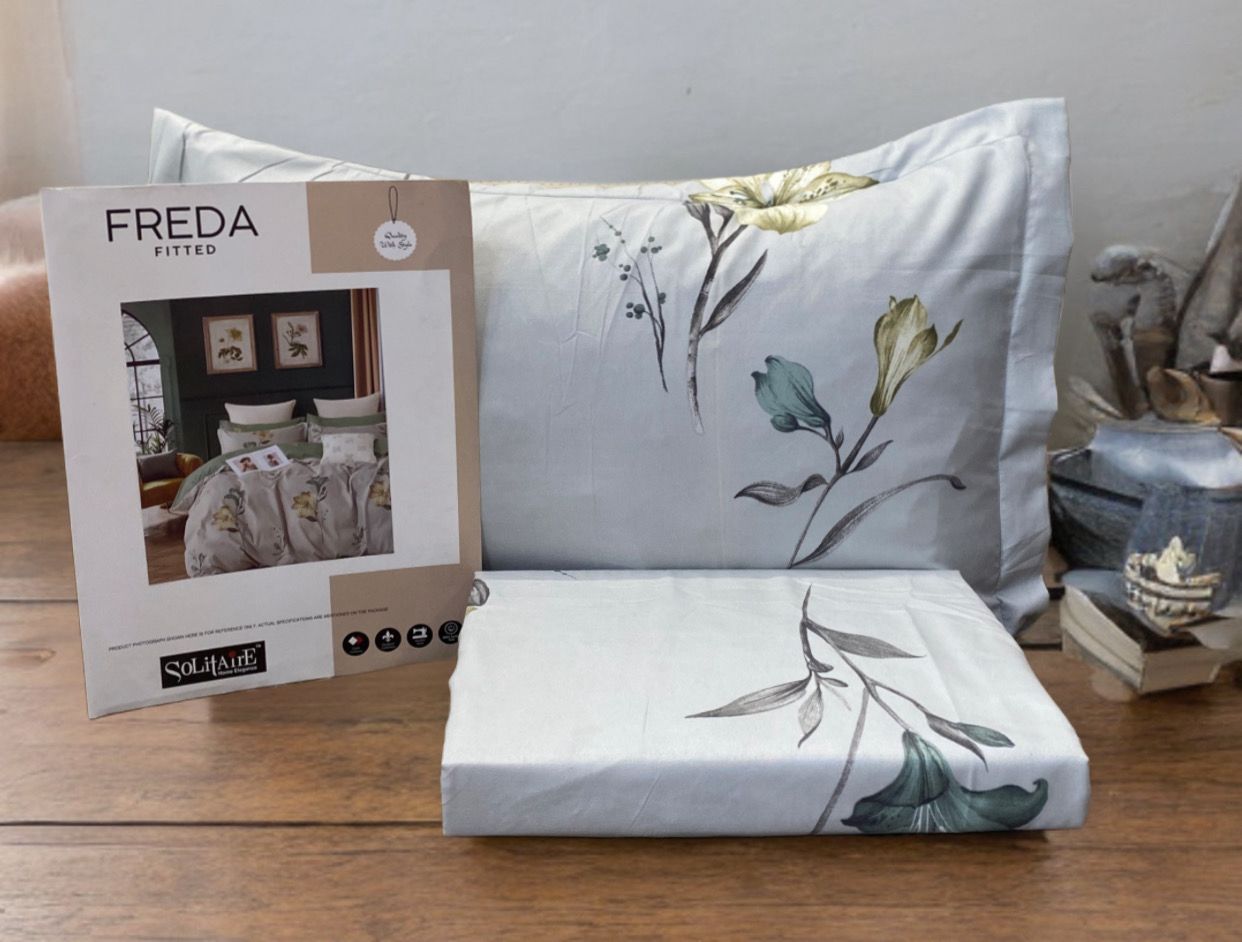 Freda Fitted Glazed Cotton King Bedsheet with 2 Pillow Covers