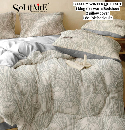 Shalom Warm King Size Bed In A Bag – Ultra Soft Cashmere Winter Quilt Set