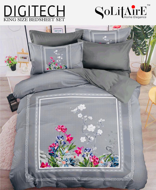 Panel Print Digitech King Size Jointless Bedsheet