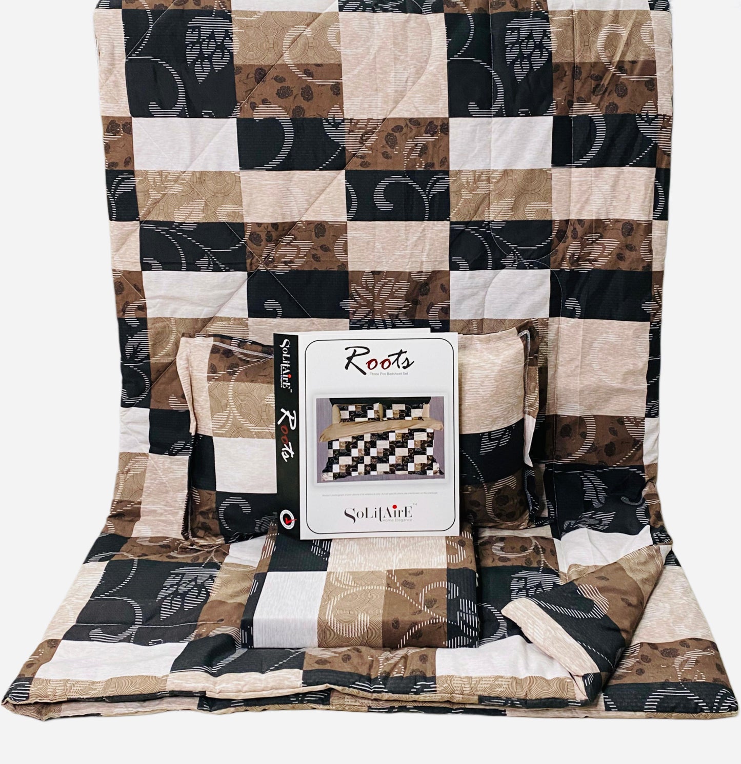 Roots Heavy Glazed Cotton Comforter Set - 4 Piece Bed In A Bag (90x100 Inches) - Reversible