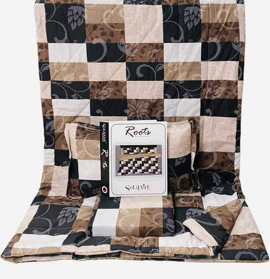 Roots Heavy Glazed Cotton Comforter Set - 4 Piece Bed In A Bag (90x100 Inches) - Reversible