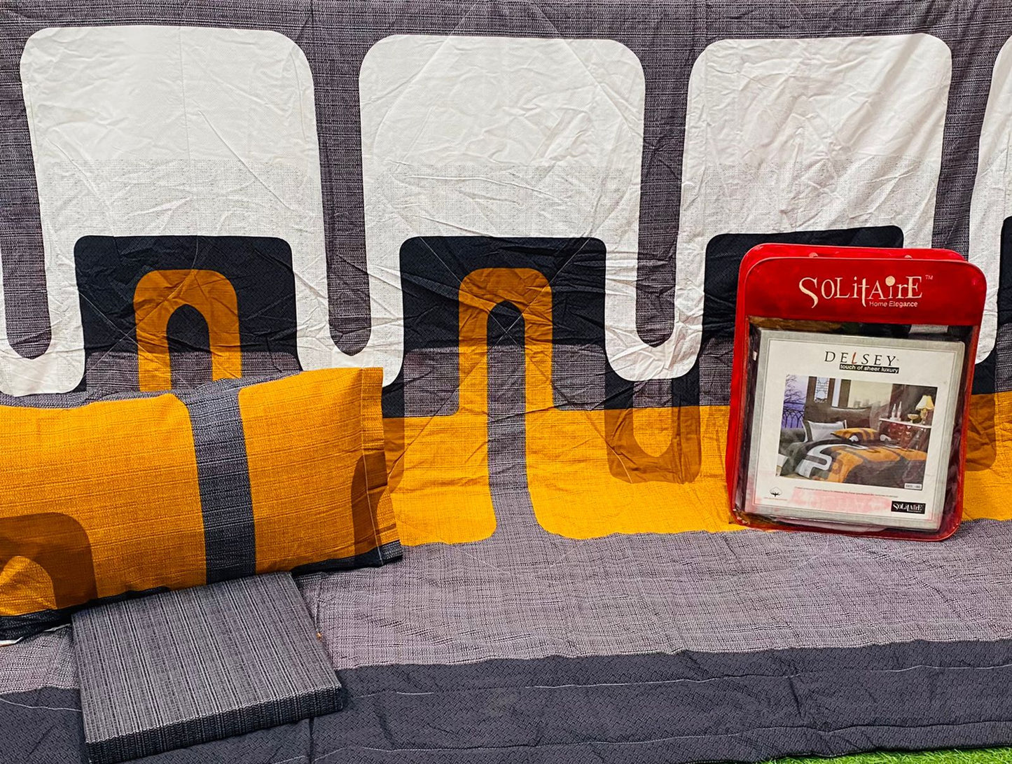 Delsey Panel-Print Egyptian-Cotton King Size Bed-In-A-Bag 4-Piece Set