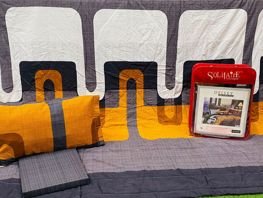 Delsey Panel-Print Egyptian-Cotton King Size Bed-In-A-Bag 4-Piece Set