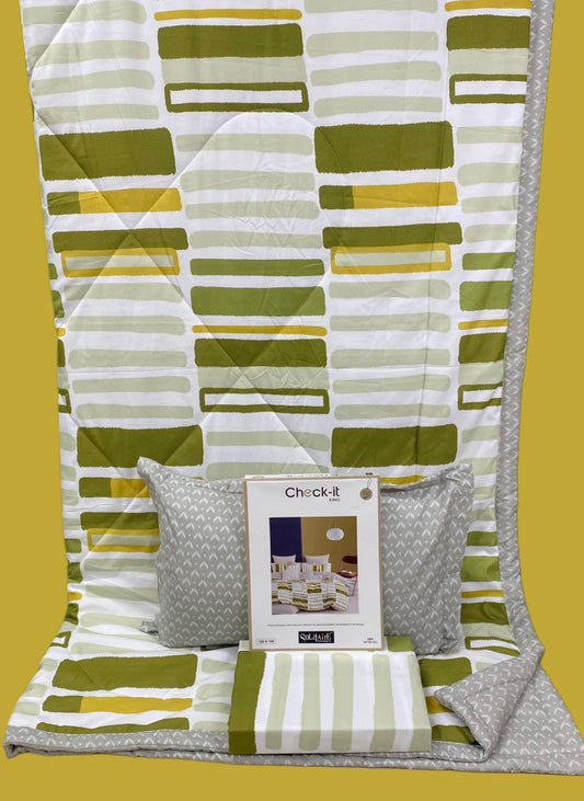 Check It King Size Comforter Set – 4 Piece Reversible Bedding