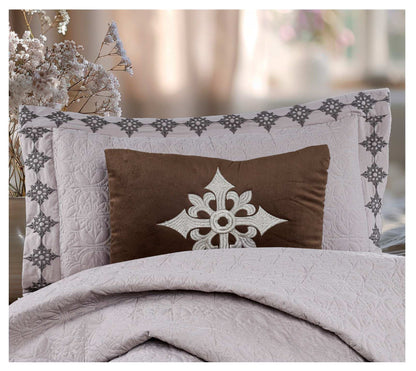 King Size Embroidered Quilted Bedcover Set – 5 Pc | Luxury Bedcover + Pillow Covers + Cushions with Filler