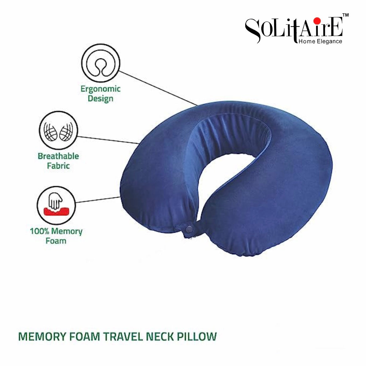Memory Foam Travel Neck Pillow (Light Grey)