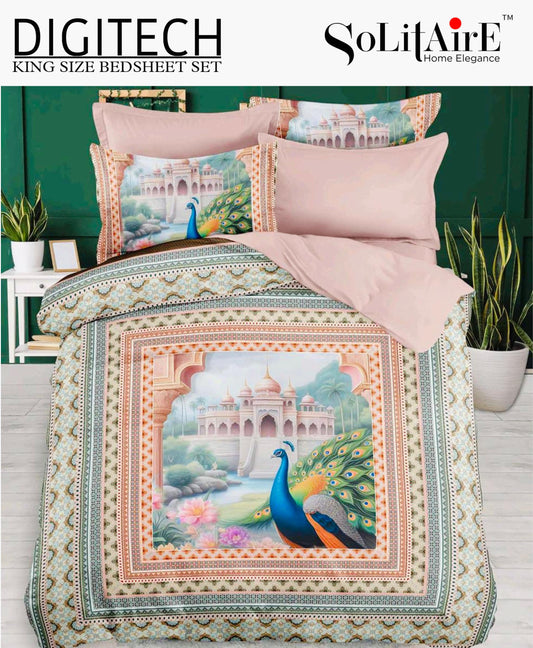 Panel Print Digitech King Size Jointless Bedsheet